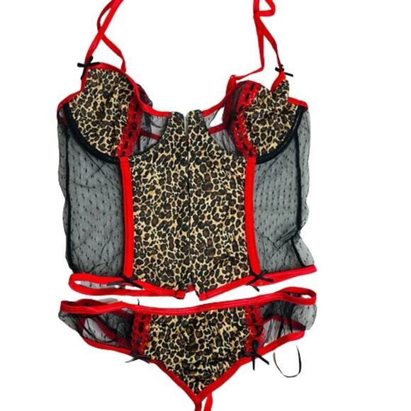 Fantasy Lingerie PurrrFect Bustier & Thong Animal Print Medium - Picture 4 of 4